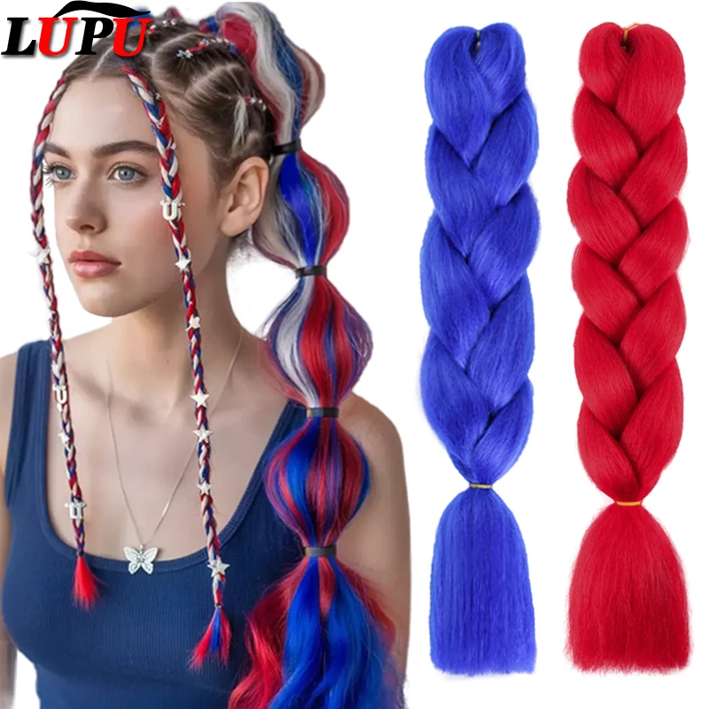 

LUPU Ombre плетеные волосы для наращивания 24 дюйма 3-прядь синтетический гигантский высокотемпературный крючок для вязания крючком, подходит для вечеринок на Хэллоуин