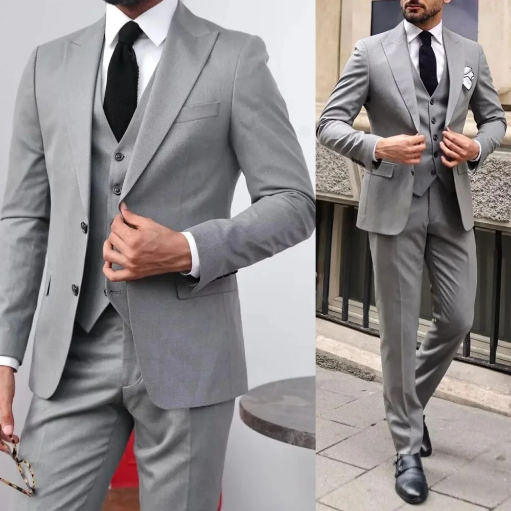 

Suit (Blazer+ Vest + Pants) Men's Fashion Casual Gentleman Slim Fit Work Solid Color Outdoor Business Wedding Banquet Suit