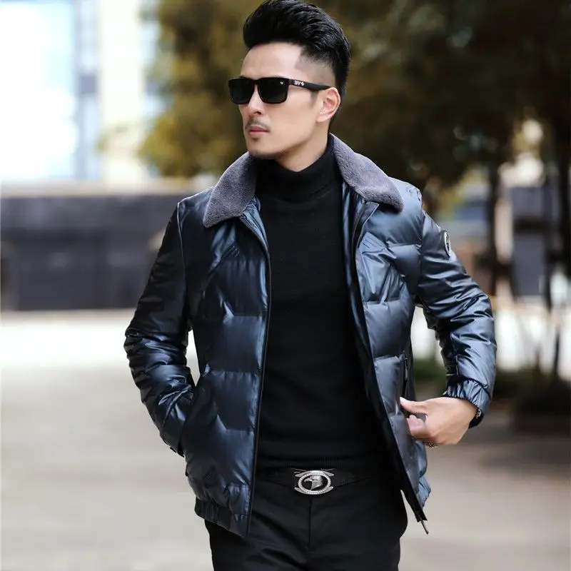 New Brand Winter with Fur Collar Casual Fashion Designer Mens Parka Jacket Windbreaker High Quality Down Coats Men Clothes C48