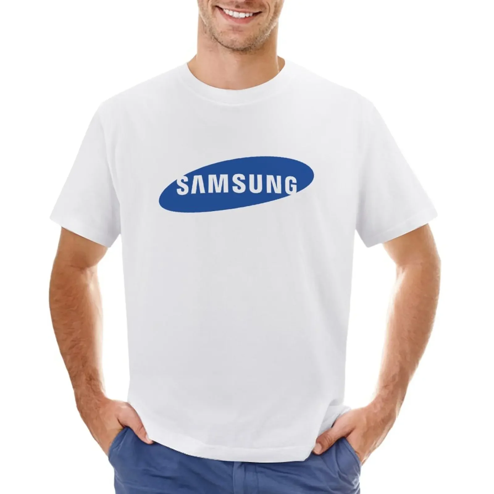 T-Shirt à vaccage Rapide avec Logo Samsung pour Homme, Streetwear, Harajuku, Surdimensionné