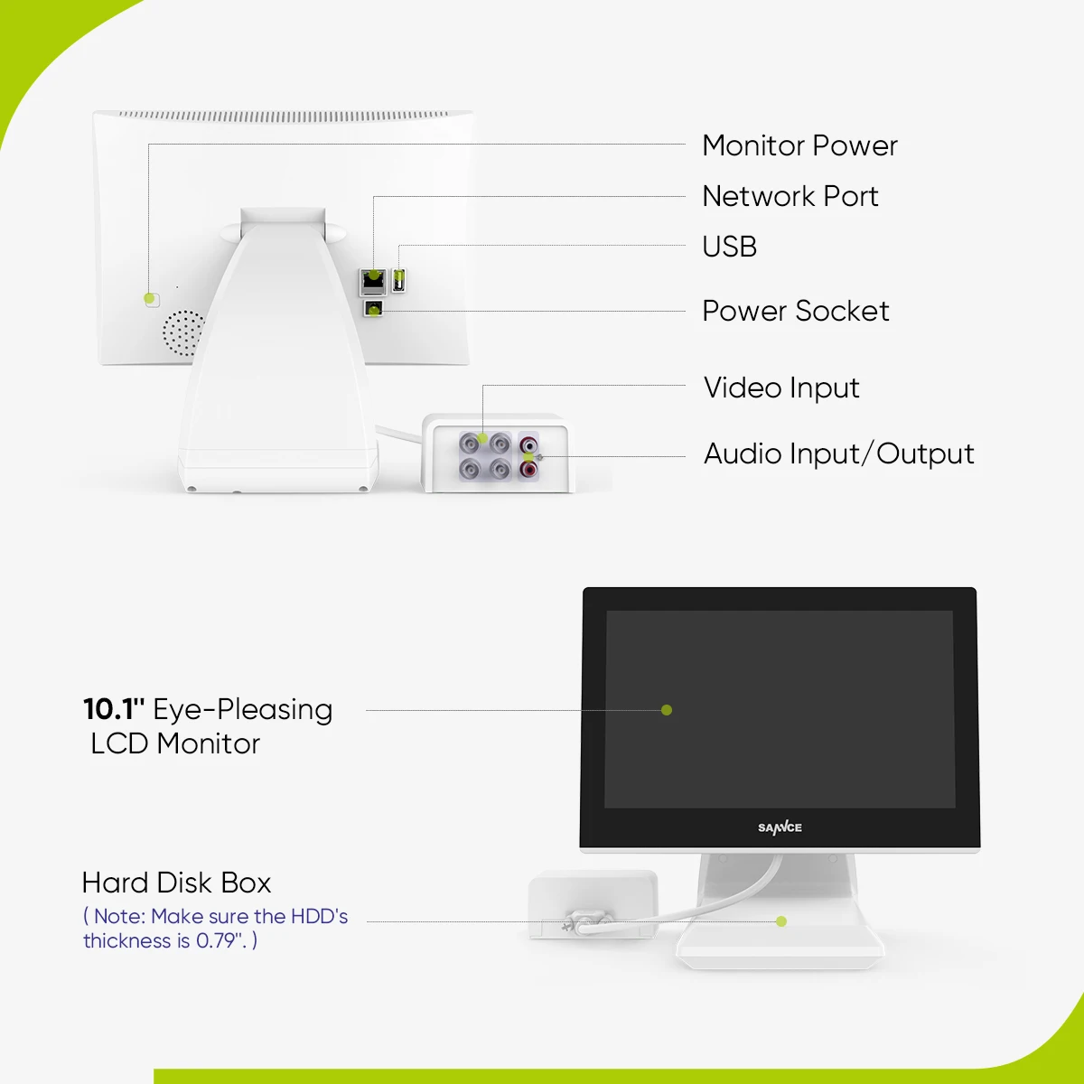 SANNCE 4 Channel DVR Recorder With 10.1 Inch Monitor 1080P Analog CCTV Security System 4Pcs 1080P Video Surveillance System