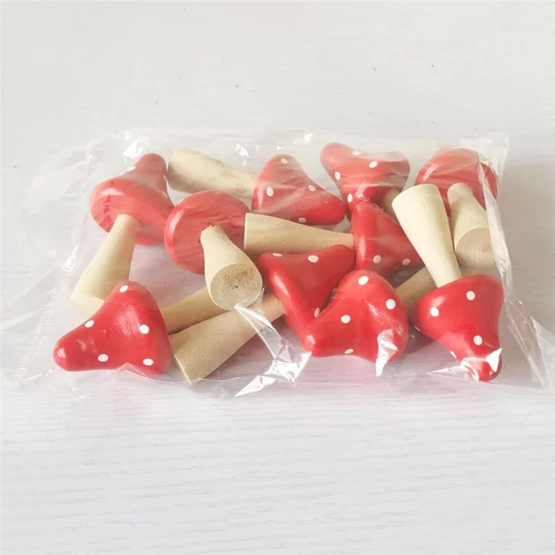 AS94-10 PCS Microscopic Mushroom Ornament Planter Bonsai Decor As Shown Wooden Mushrooms Miniature Figurine Cake Home De