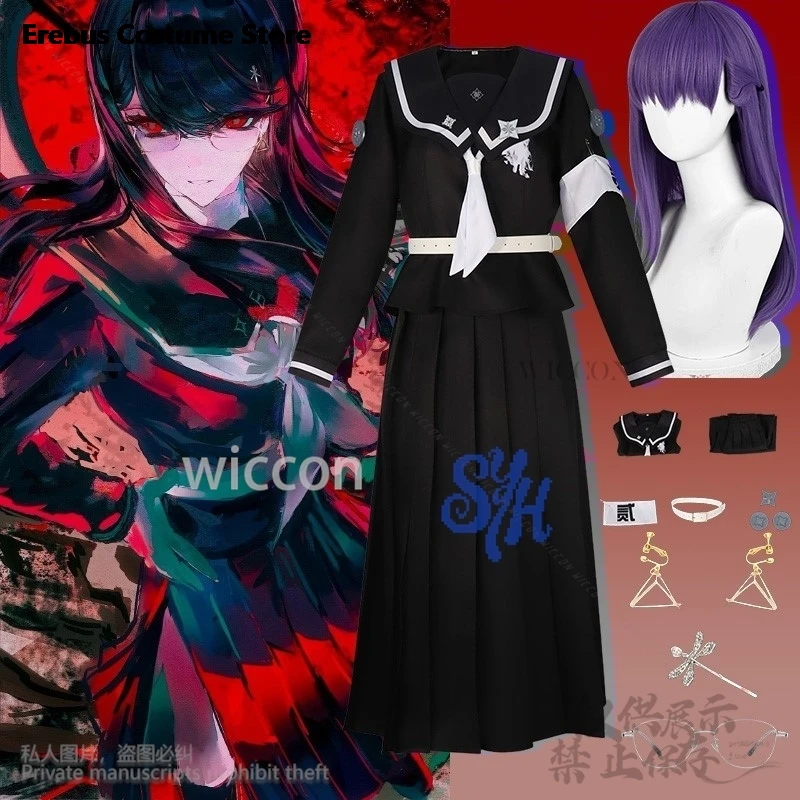 

Аниме игра The Hundred Косплей Shizuhara Hiruko японское длинное черное платье Goth Jsk Lolita Cos школьная форма Хэллоуин вечерние Cos