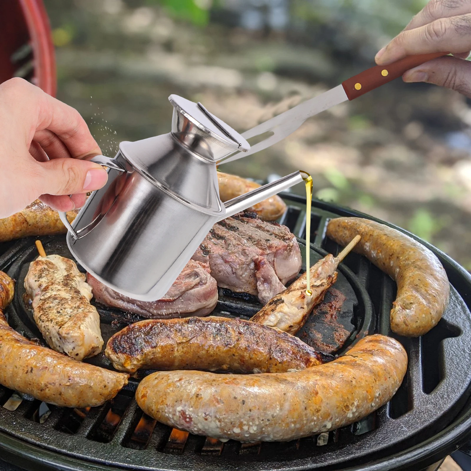 

200ml Stainless Steel Oil Jug Soy Sauce Dispenser Ergonomic Design Multi-Function Kitchen Accessory Fresh Storage