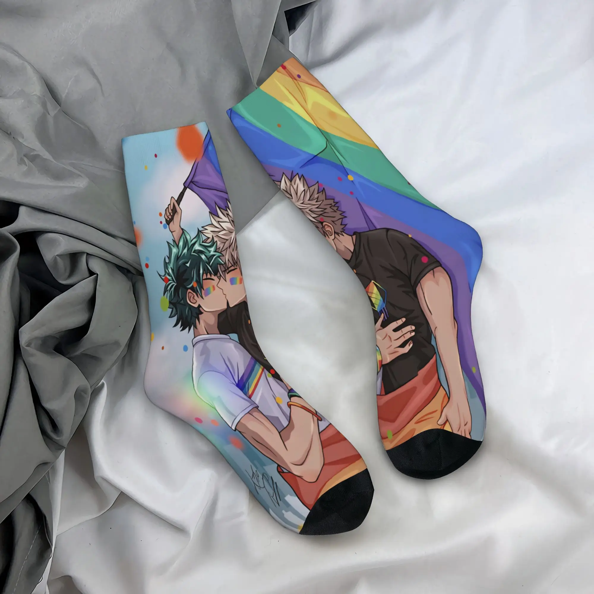 Toshinori Yagi All Might MHA   Socks  Anti Slip Stockings Men Quality Running Socks Autumn Kawaii Graphic Socks