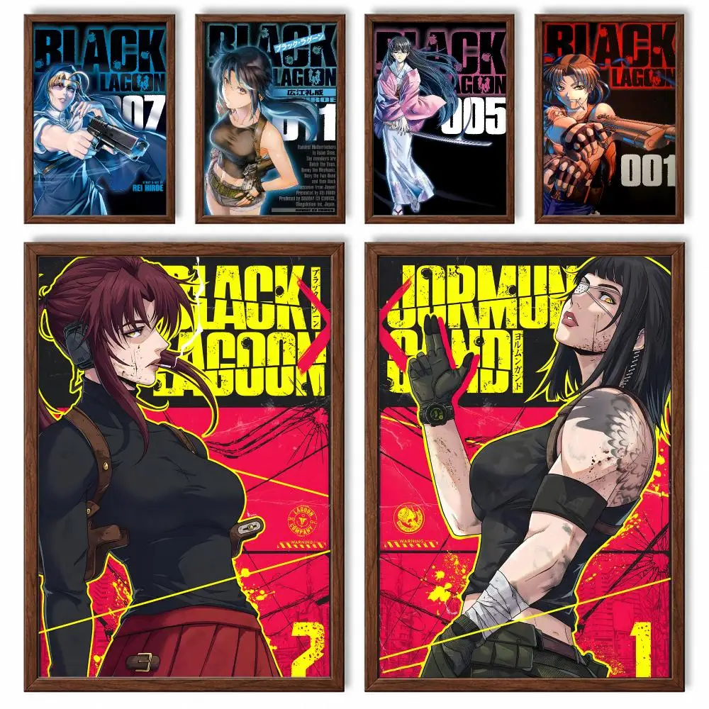 Dark Crime Action Anime Black Lagoon Poster Self-adhesive Waterproof Paper Sticker Art Coffee House Bar Room Wall Decor