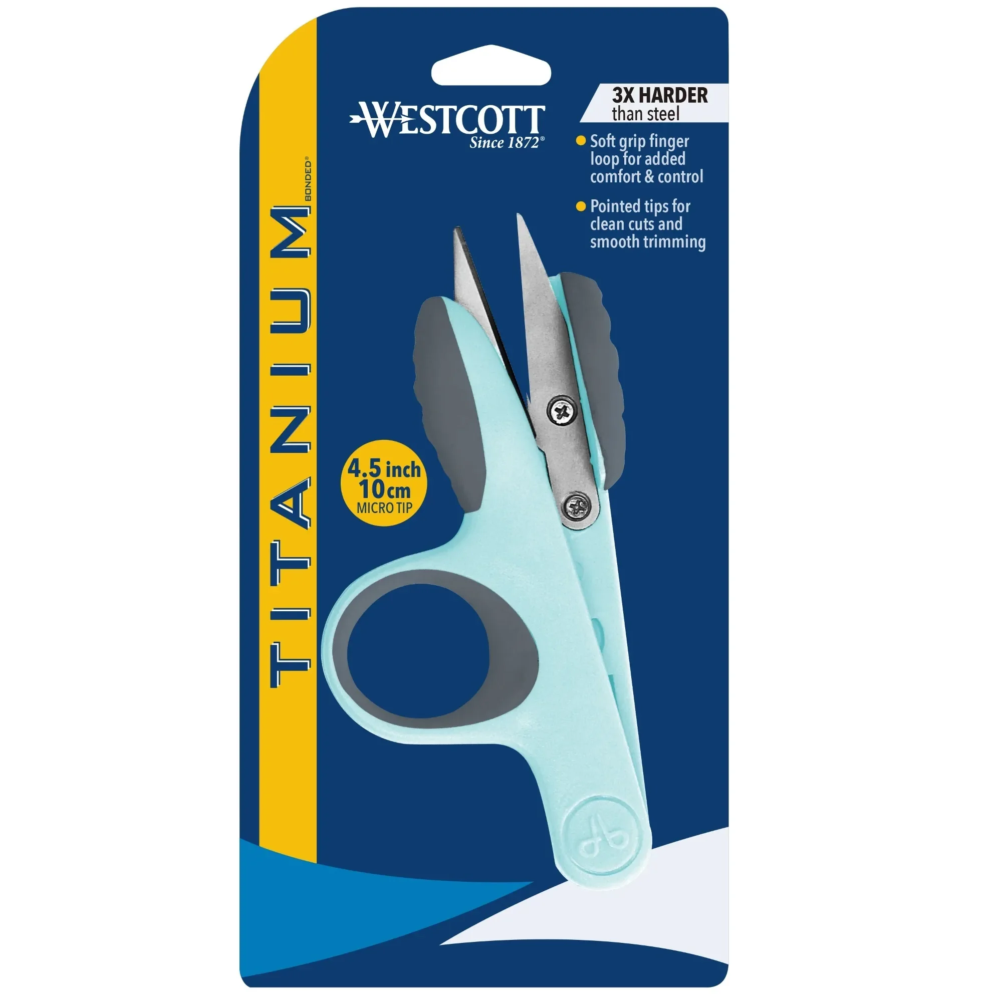 Westcott Titanium Bonded Craft Cutter, Thread Snip, 4.5", for Sewing, Blue, 1-Count
