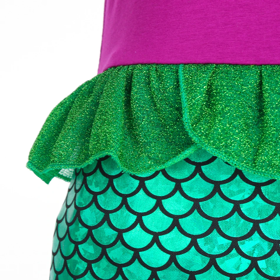 Zeemeermin Kostuum Voor Meisjes Prinsessenjurk Carnaval Avondfeest Kids Cosplay Kleding Ariel Kinderen Korte Mouw Vis Staart Rok