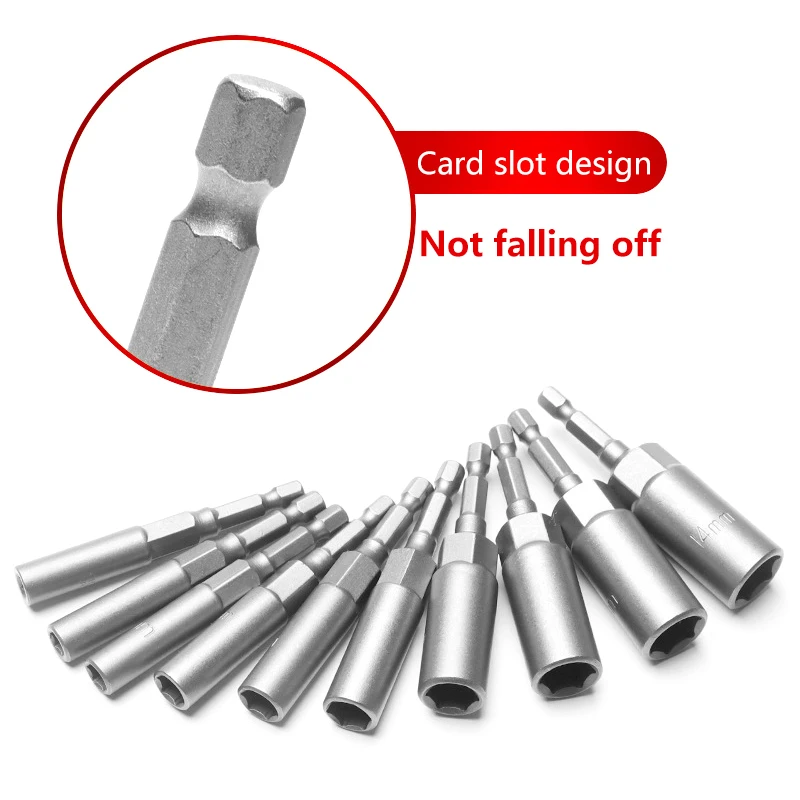 10/15Pcs Length Deepen Impact Socket Adapter 5.5-19mm Power Nut Driver Socket Set 1/4-inch Screwdriver Key Head Hand Tool Set
