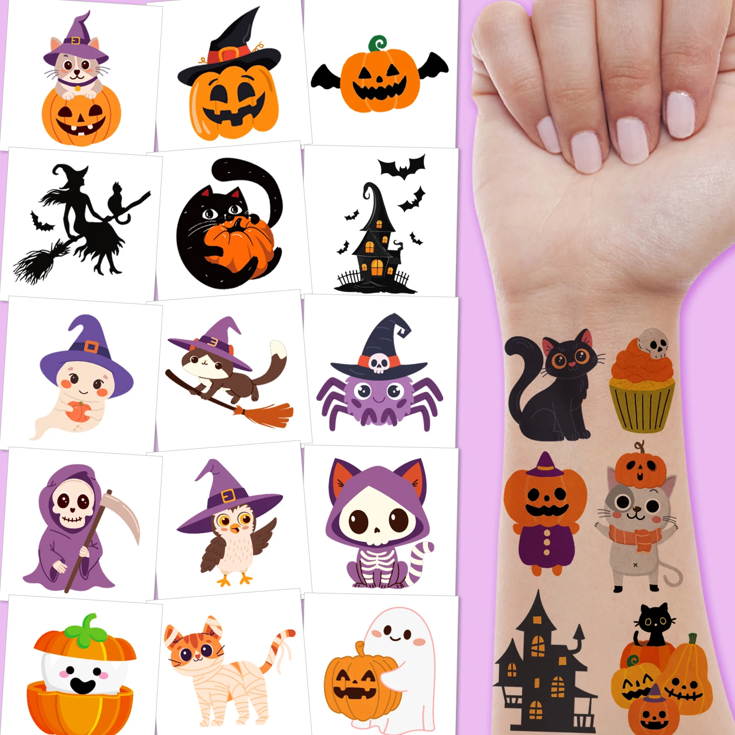 

Временные татуировки на Хэллоуин, принадлежности для украшения дня рождения, наполнители для сумок на Хэллоуин, награды, 10 листов