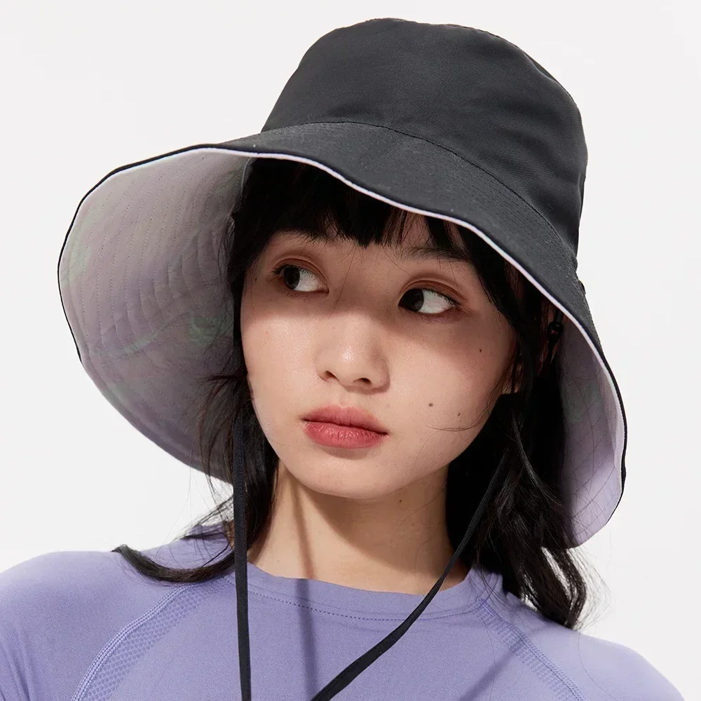 OhSunny Double-Sided Wearing Cap Solid Color Anti UV Sunscreen Bucket Hats For Women Summer Foldable Large Brim Fisherman Hat