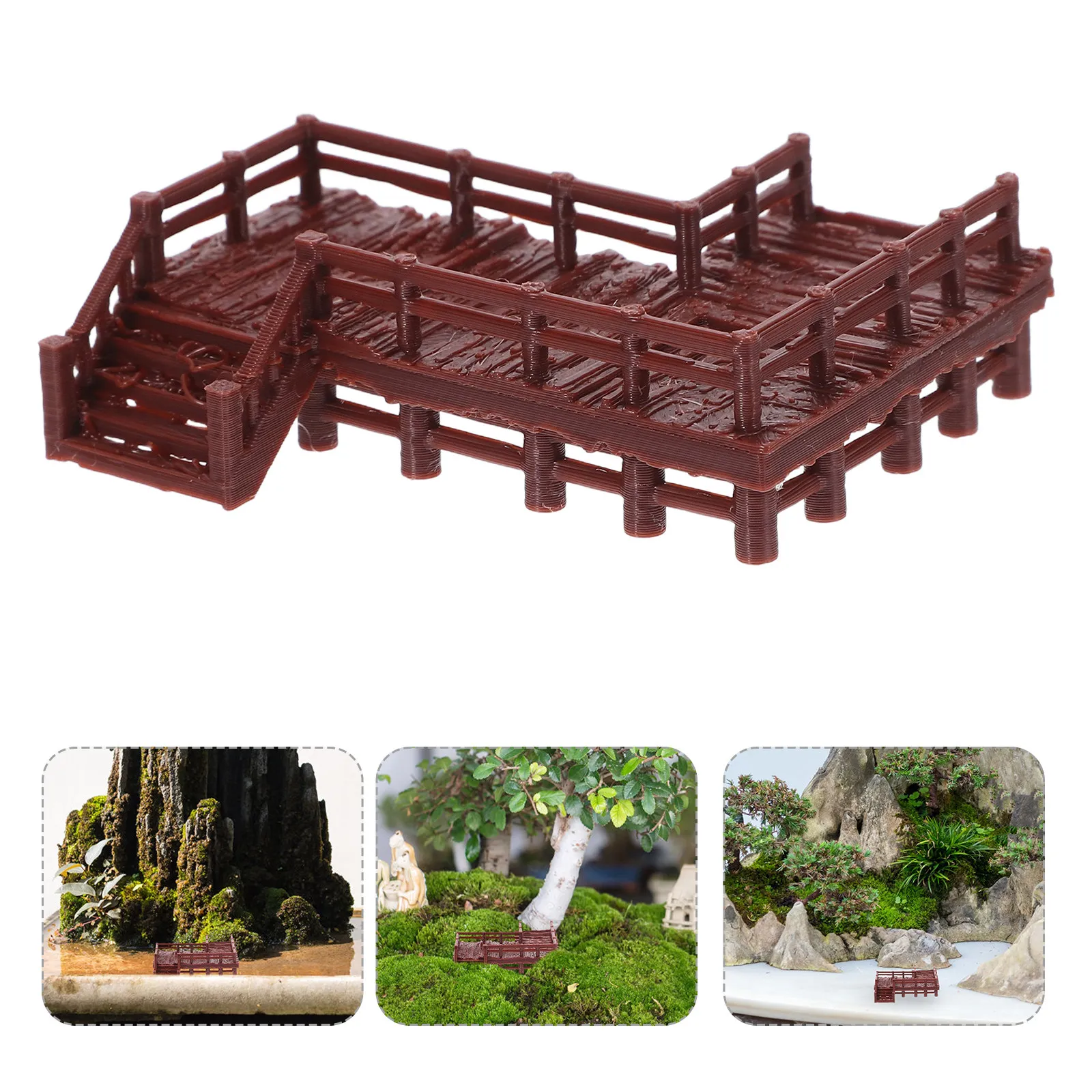 Bonsai Garden With Sand - ミニチュア中国アーチ橋飾りヴィンテージスタイル盆栽庭園装飾妖精風景水族館禅デスクトップ砂テーブルポット