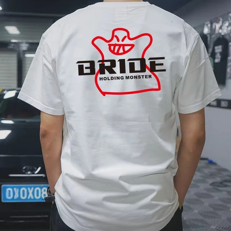 Summer Japan JDM Modified Car BRIDE Sport Seat Racing Bucket Chair Men Women Short Sleeve T-shirt Culture Shirt Summer Y2K Top