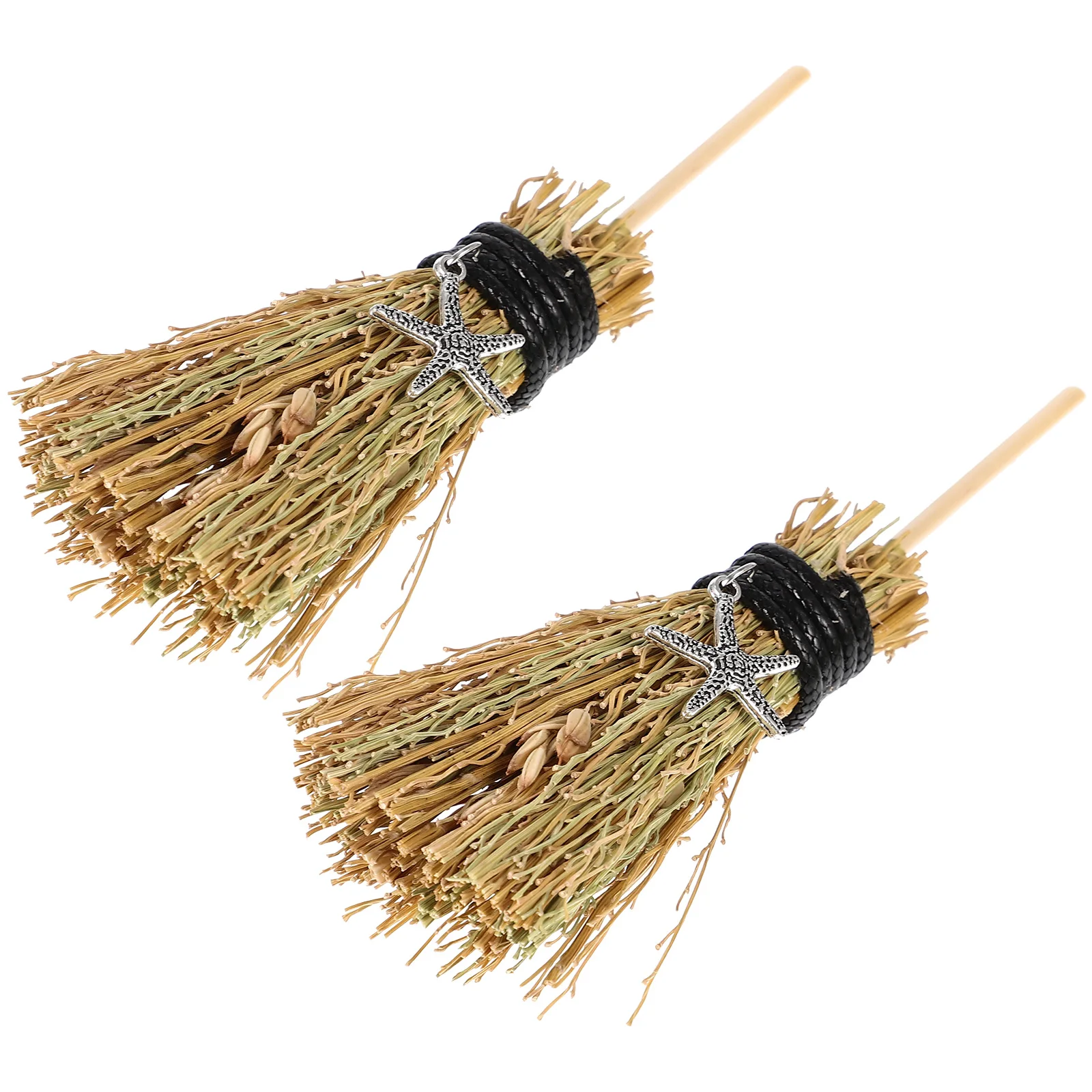 

2 Pcs Mini Broom Pendant Metal Witch Halloween Decor Photo Props Supplies Craft Jewelry Accessories Party Decorations