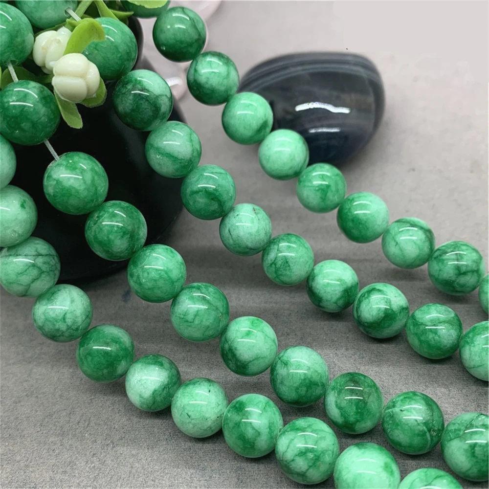 

Natural Green Emerald Jades Beads for Jewelry Making Round Loose Stone Beads DIY Bracelet Necklace Accessories 4 6 8 10 12mm 15"