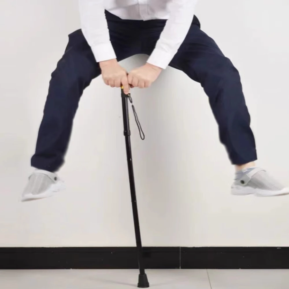 Canna da trekking leggera pieghevole, canna da trekking con punta in gomma, asta da trekking antiscivolo regolabile in altezza a 4 sezioni