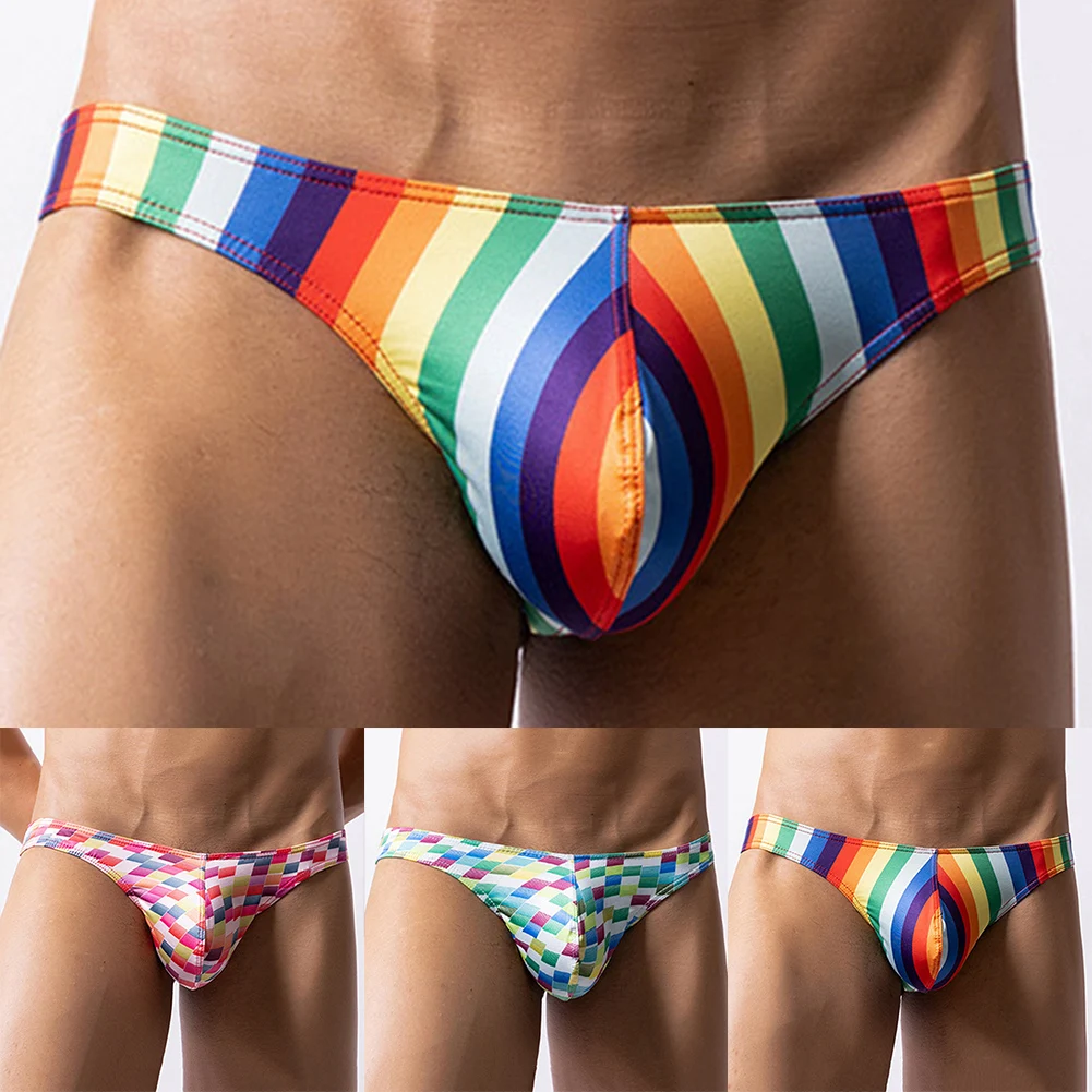 Tanga Sexy de tiro bajo para hombre, Bikini de corte alto, ropa interior lisa sin costuras, súper Mini calzoncillos de baño