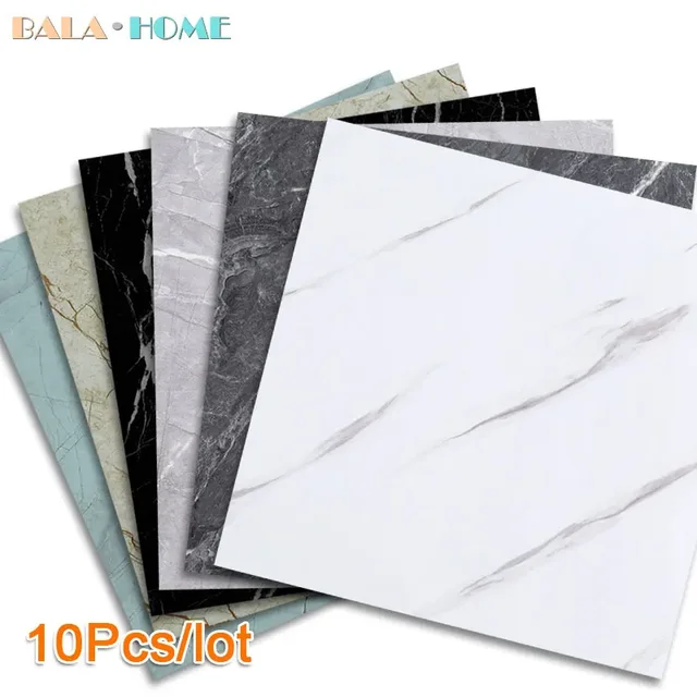 10 sztuk 30*30cm samoprzylepne naklejki ścienne anty płytki, marmurowe naklejki podłogowe w łazience, wodoodporna ściana sypialni i salonu z PVC