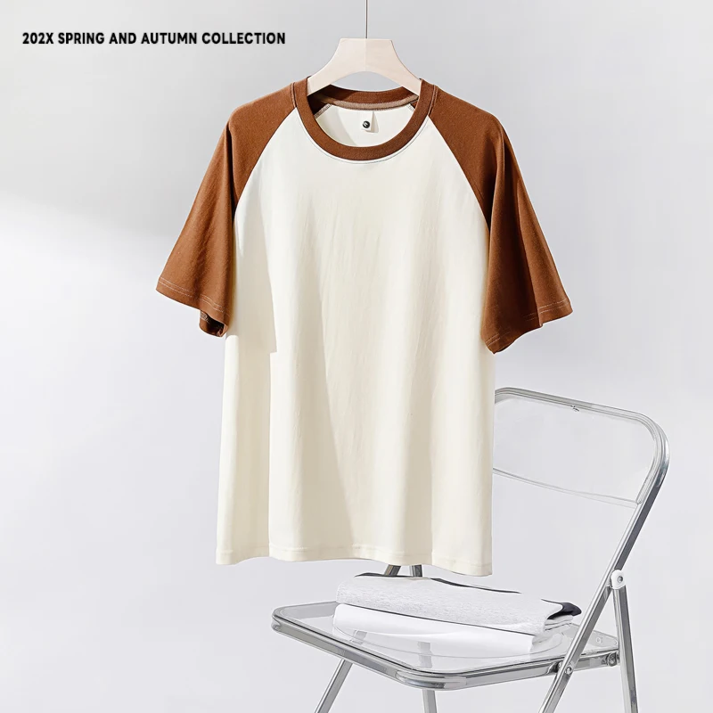 230gsm Fashion Loose Couple Short Sleeve T Shirt Summer O Neck Patchwork T Shirts Men Streetwear Overiszed Heavy Fabric Top Tees