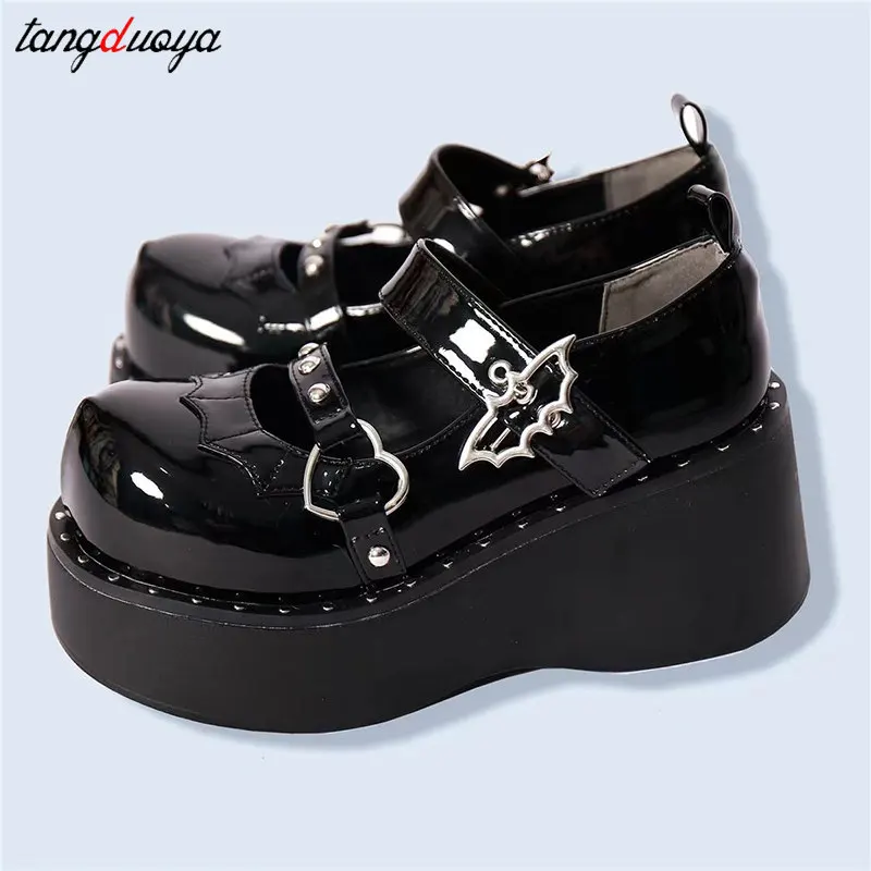 Brand New Female Lolita Cute Mary Janes Pumps Platform Wedges High Heels Women\'s Pumps Sweet Gothic Punk Shoes Woman platform 42