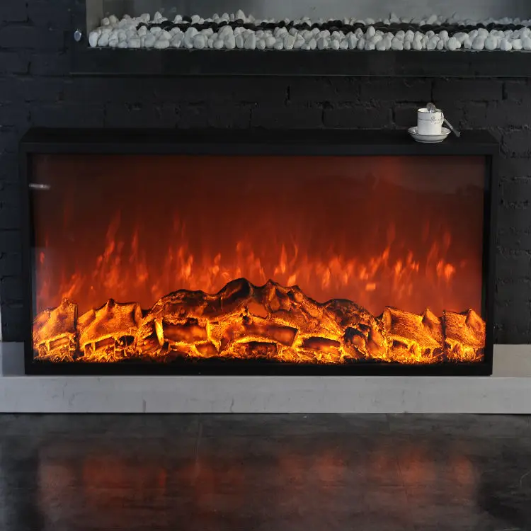 Lar 1800mm Modern Hotel Electric Fireplace With 3D Pebbles Effect Contemporary Electric Fireplaces