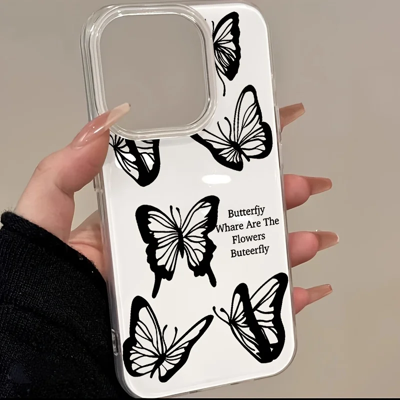 Stripe Butterfly INS Transparent Phone Case For Samsung Galaxy A57 A56 S25 S26 S23 S24 Plus Ultra A17 A27 A55 A37 A06 A07 Cover