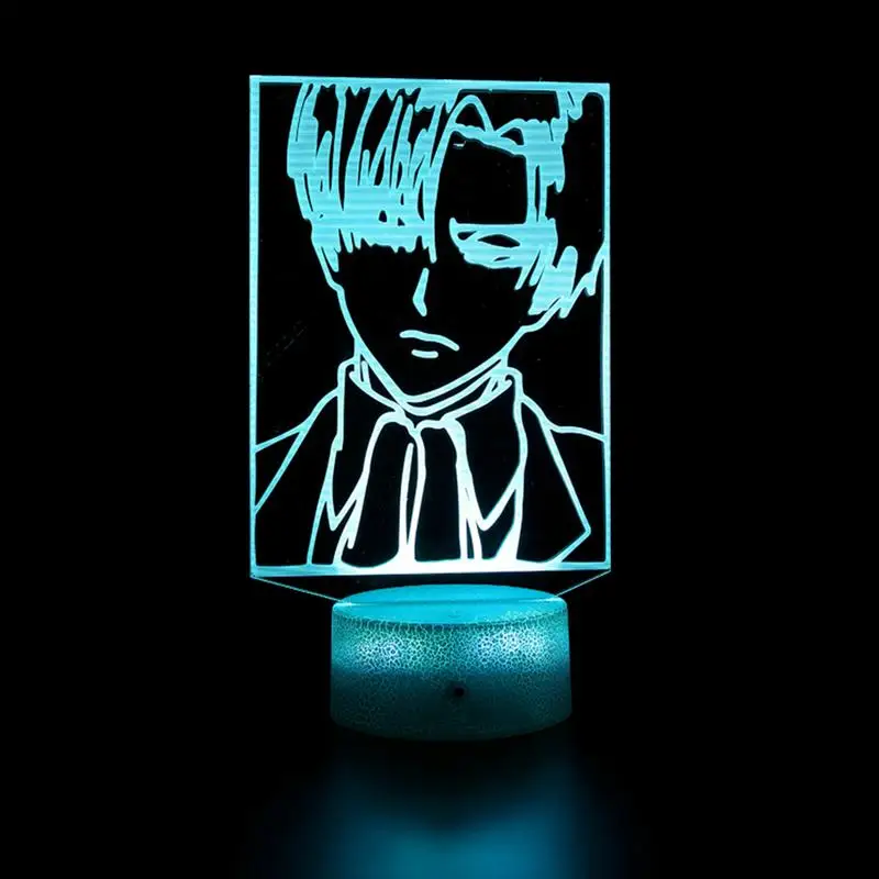 Attack On Titans LED Lamp LeviAckerman 3D Anime Night Light Bedroom Decor Kid Lampe Home Decoration Lampara De Noche Dormitorio