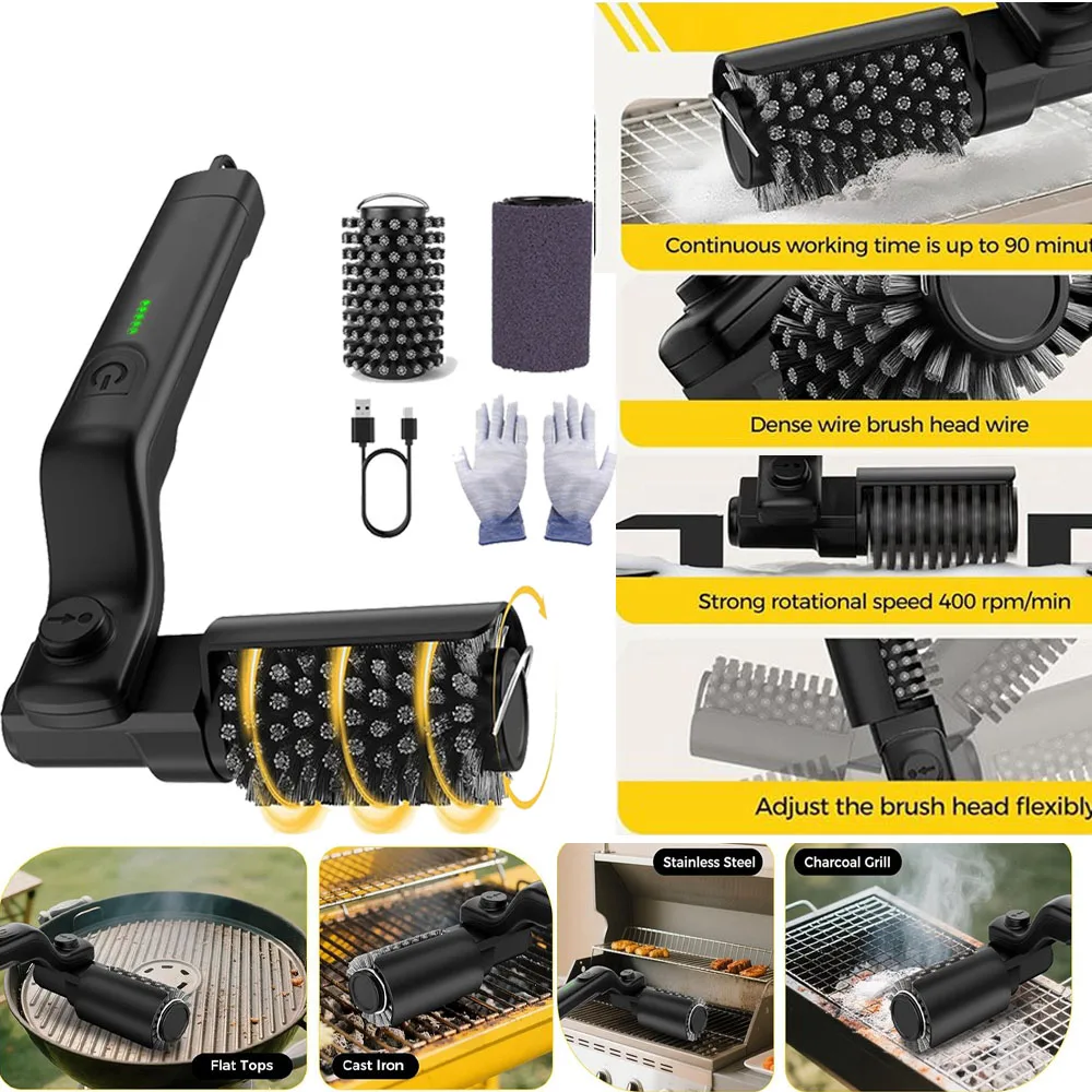 Barbecue Grill BBQ Brush Clean Tool Grill Accessories Stainless Steel Bristles Non-stick Cleaning Brushes Barbecue Accessories