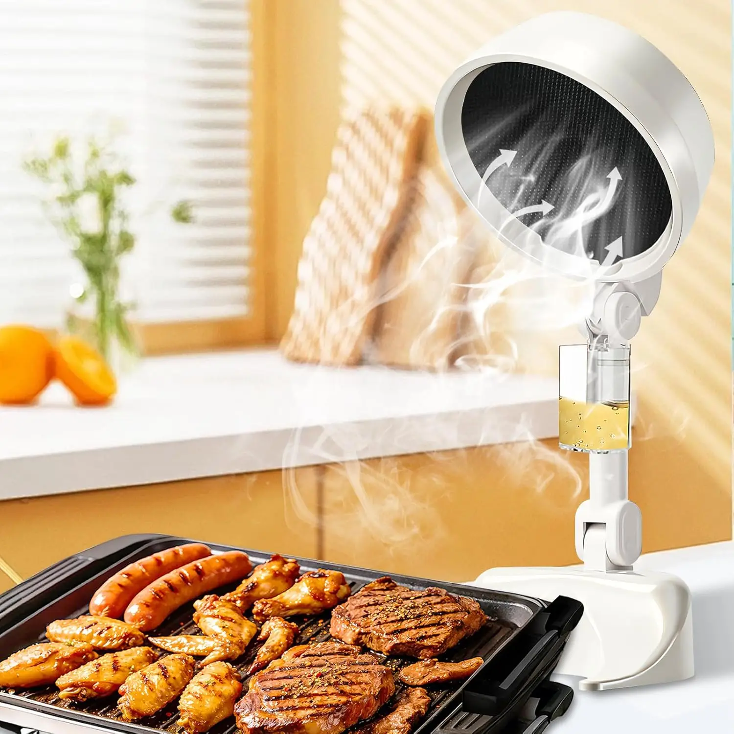 

Portable Range Hood for Indoor Outdoor, 3-Speed Cordless Desktop Range Hoods with Adjustable Height & Angle, Rechargeabl