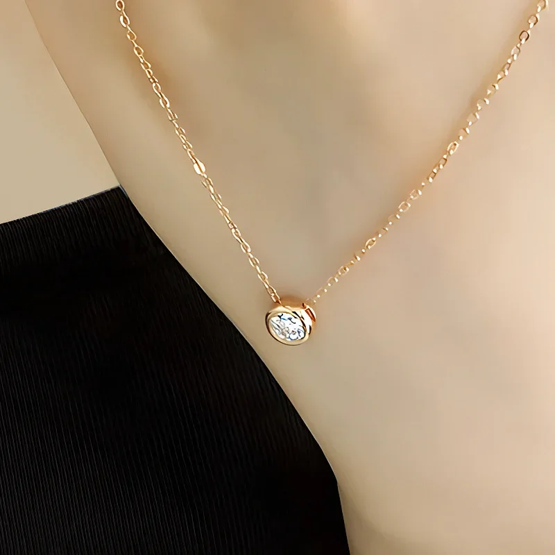 Colar Bolha Redondo para Mulheres, 925 Prata Esterlina, Pingente Moissanite Real 1 Carat, Festa Espumante, Joias Finas