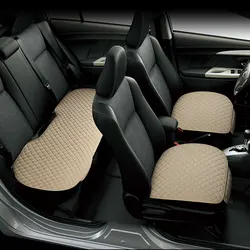 Summer Flax Universal Car Seat Cover Set Cushion Anti-Slip Breathable Protector Mat Pad Front Rear Seat Backrest Auto 4 Seasons