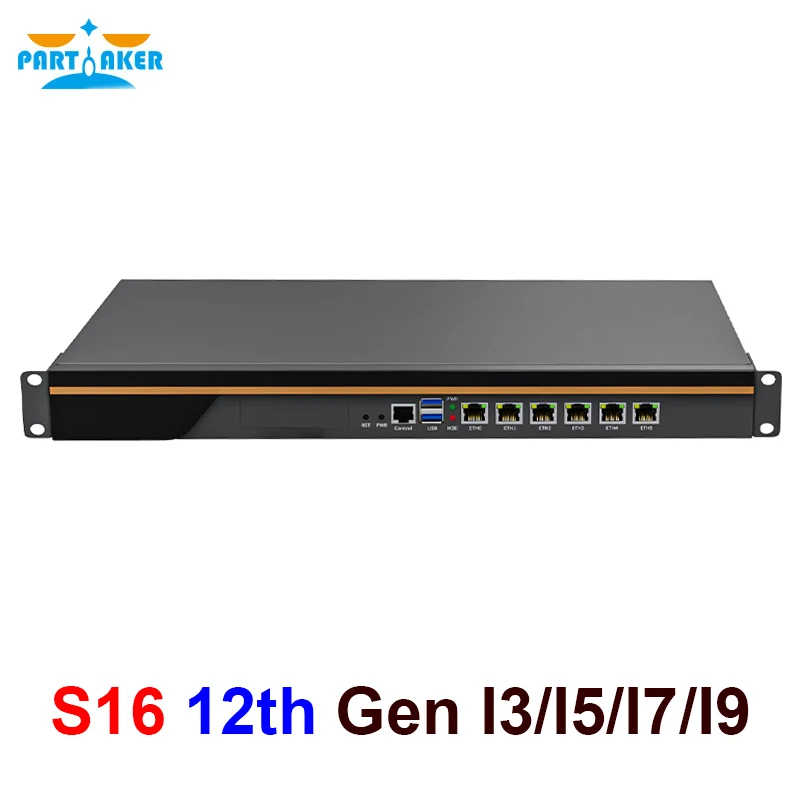 Partaker 1U Network Security Firewall with 12th Gen Intel Core I9/i7/i5 Processors 6x GbE Ports VPN Router Compatible pfSense