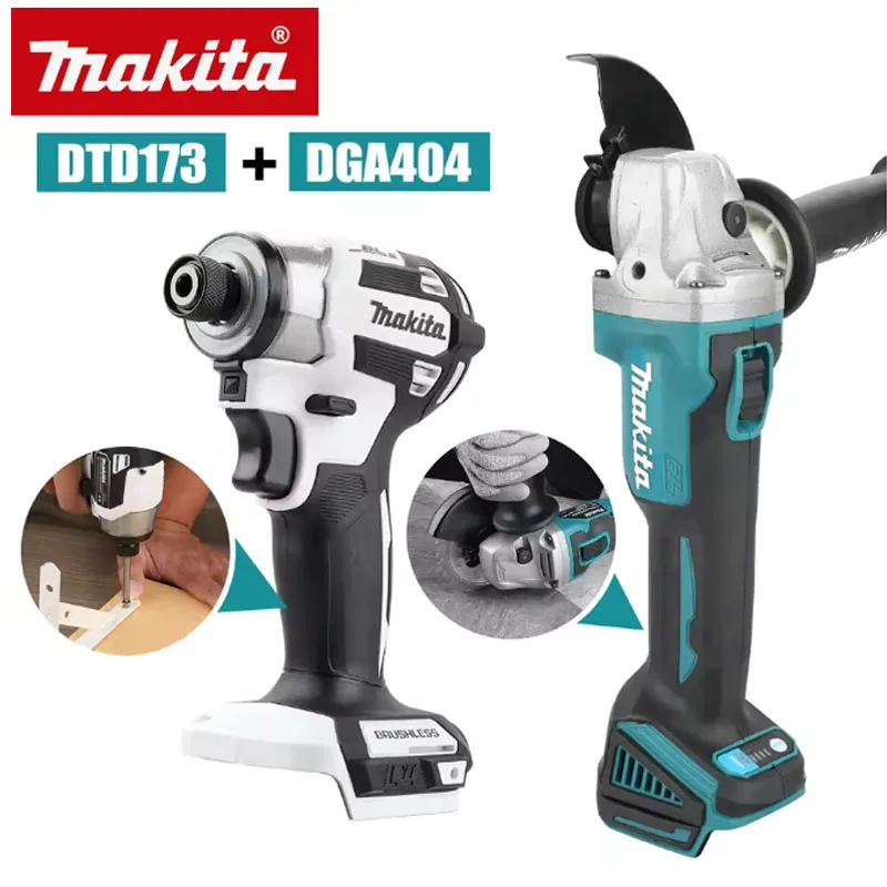 

Аккумуляторный ударный шуруповерт и дрель Makita DTD173/DGA404 18В, бесщеточный, перезаряжаемый, набор электроинструментов 2026 года