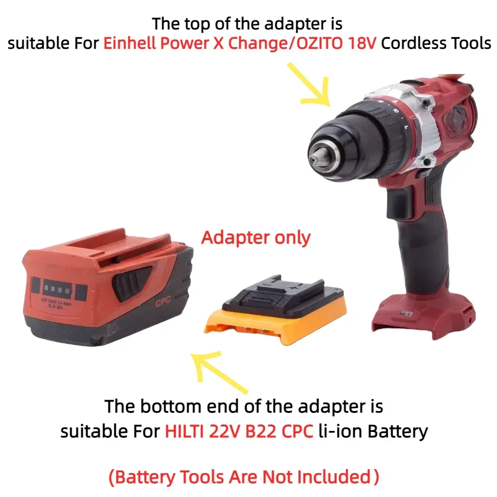 Battery Adapter/Converter for Hilti 22V B22 CPC Li-ion Battery TO Einhell/OZITO 18V Power X Change Power Tools(Only Adapter)