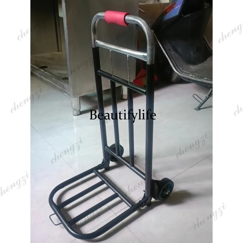 

SS81 Heavy Duty Pull Wagon Large Capacity Foldable Frame With All Terrain Wheels For Water Bottles Gas Cylinder Appliance Moving