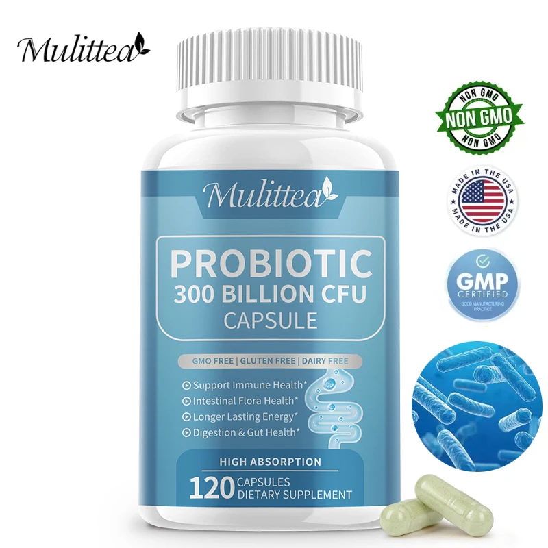 

Mulittea 300 Billion Cfu Probiotic Capusles For Gut Immunity Digestive Health Supports Bloating And Abdominal Distension