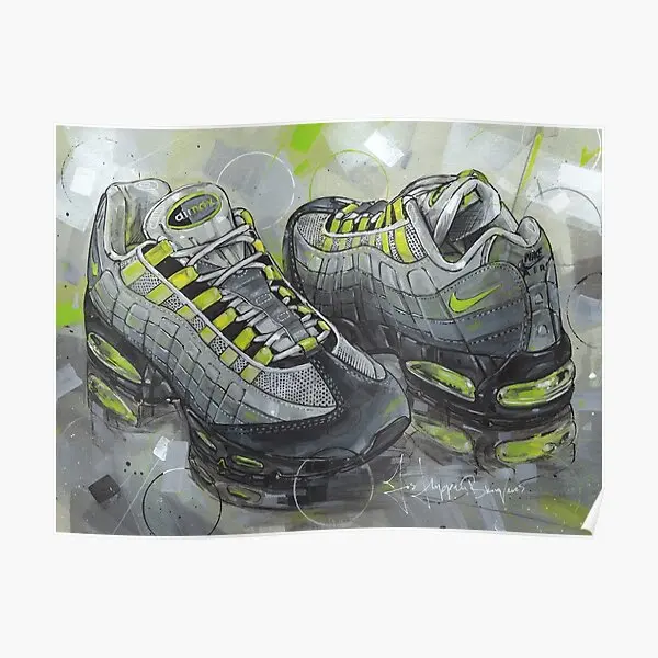 Airmax95 Neon Green Art  Poster Print Picture Vintage Painting Funny Home Mural Decoration Room Art Wall Decor Modern No Frame