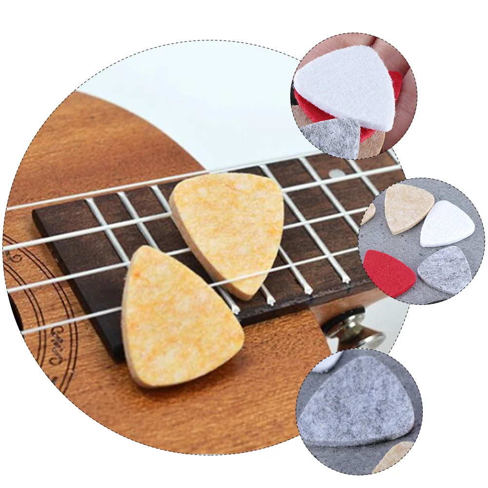 

20pcs Guitar Picks Felt Ukulele Pick Tetrachord Accessories Durable Lightweight Colorful Heart Shape For Beginners Family Gift