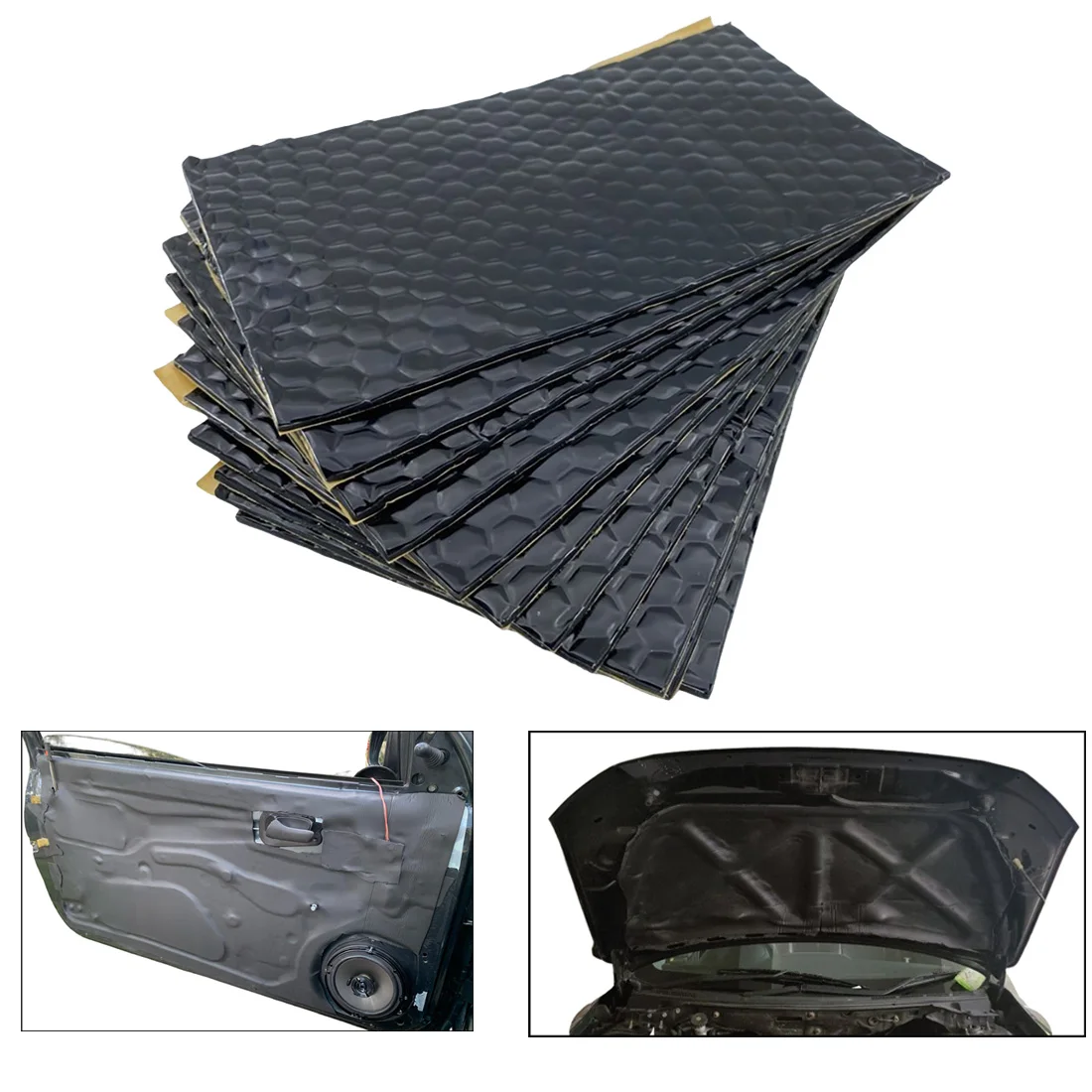 20x10cm Noise Heat Deadening Soundproof Dampening Mat 2mm 5/10/20pcs Butyl Rubber Car Sound Deadener Mat For Car Hood Door Trunk