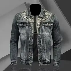 Veste en jean rétro pour homme, veste de moto à revers, vêtements amples, mode décontractée, littérature tendance, rue haute, polyvalent