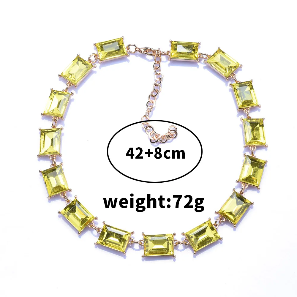 2026 New Square Oval Glass Crystal Necklace Bracelets Women Jewelry Sets Women Indian Statement Bib Collar Big Choker Necklace