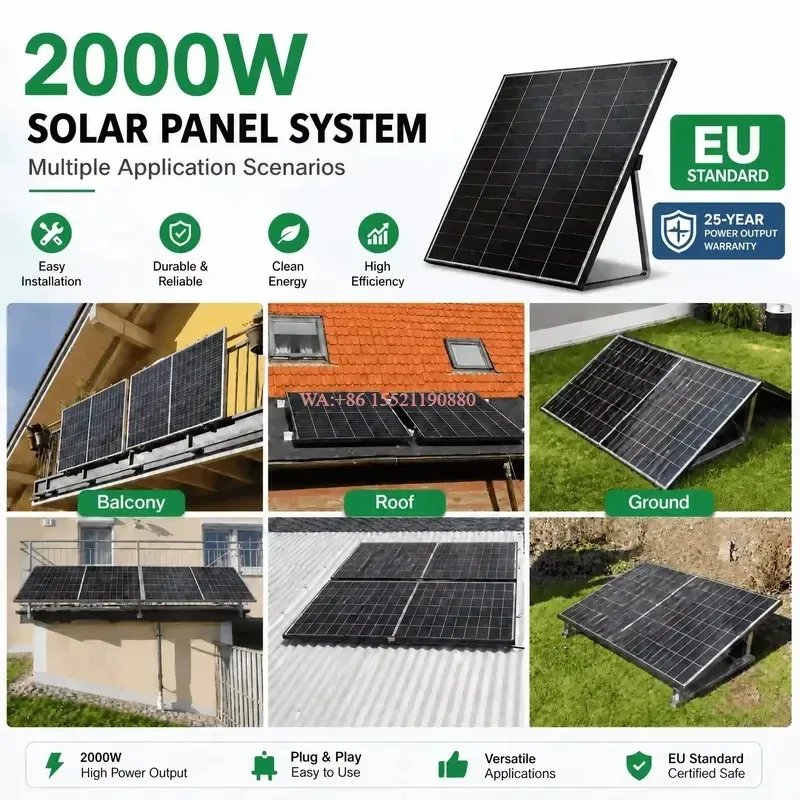 WMWMNU for 2000W Balcony Solar System Kit on Grid Microinverter PV Panel Plug and Play Residential Solar Power Kit