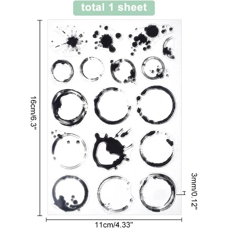 1Sheet Tea Stains Clear Stamp Coffee Stains Background Transparent Silicone Stamp Spill for Scrapbook Card Making 4.3 x 6.3 Inch