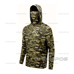 Balıkçılık kaput sürme UPF 50 + koşu tişörtü plaj dişli Hoodies giymek Tops yüz kapatma açık spor boyun kamuflaj sörf elbise