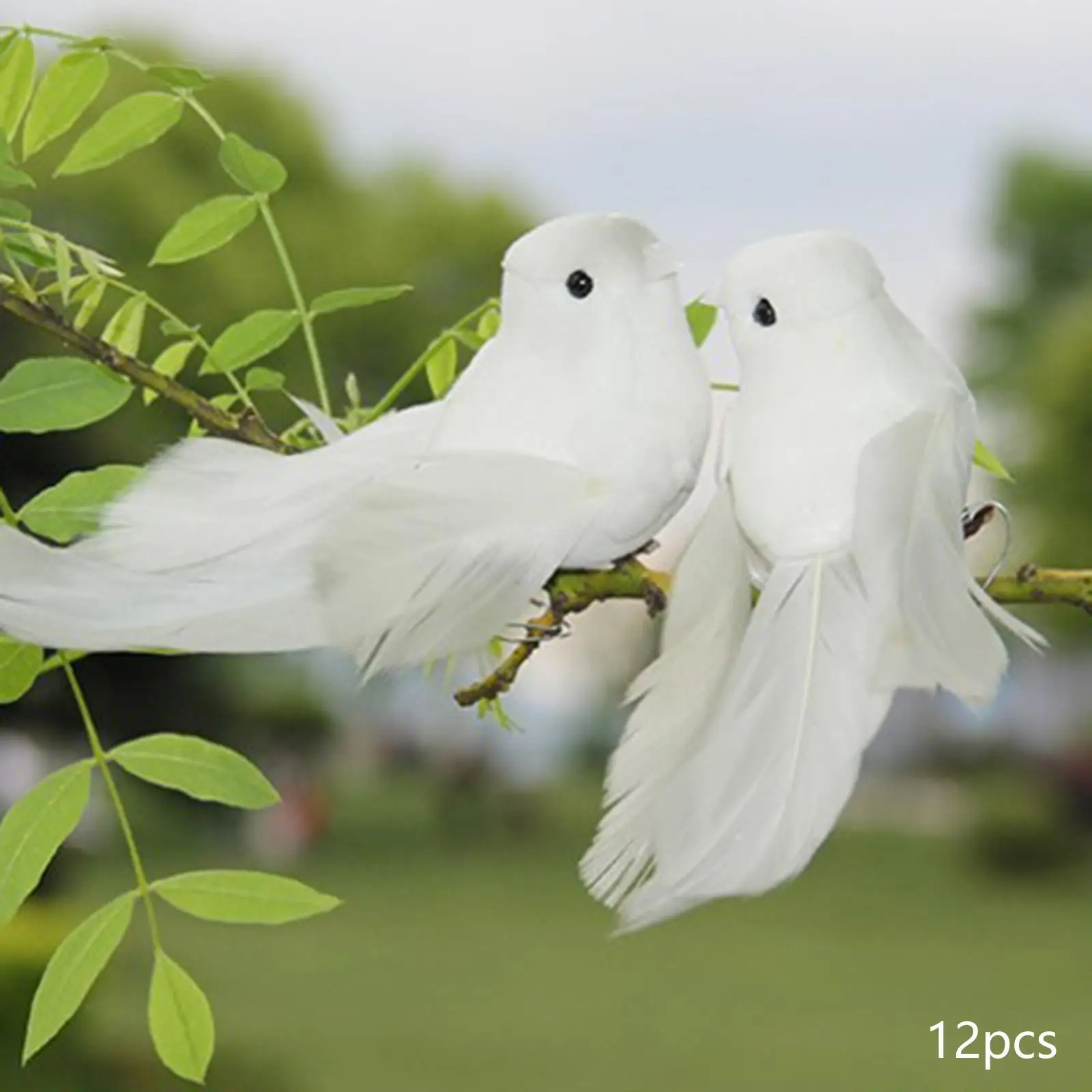 12x Lifelike Artificial Feather Foam Bird Birthday Gift Model Feather Love Birds for Lawn Tree Seasonal Displays Garden Decor