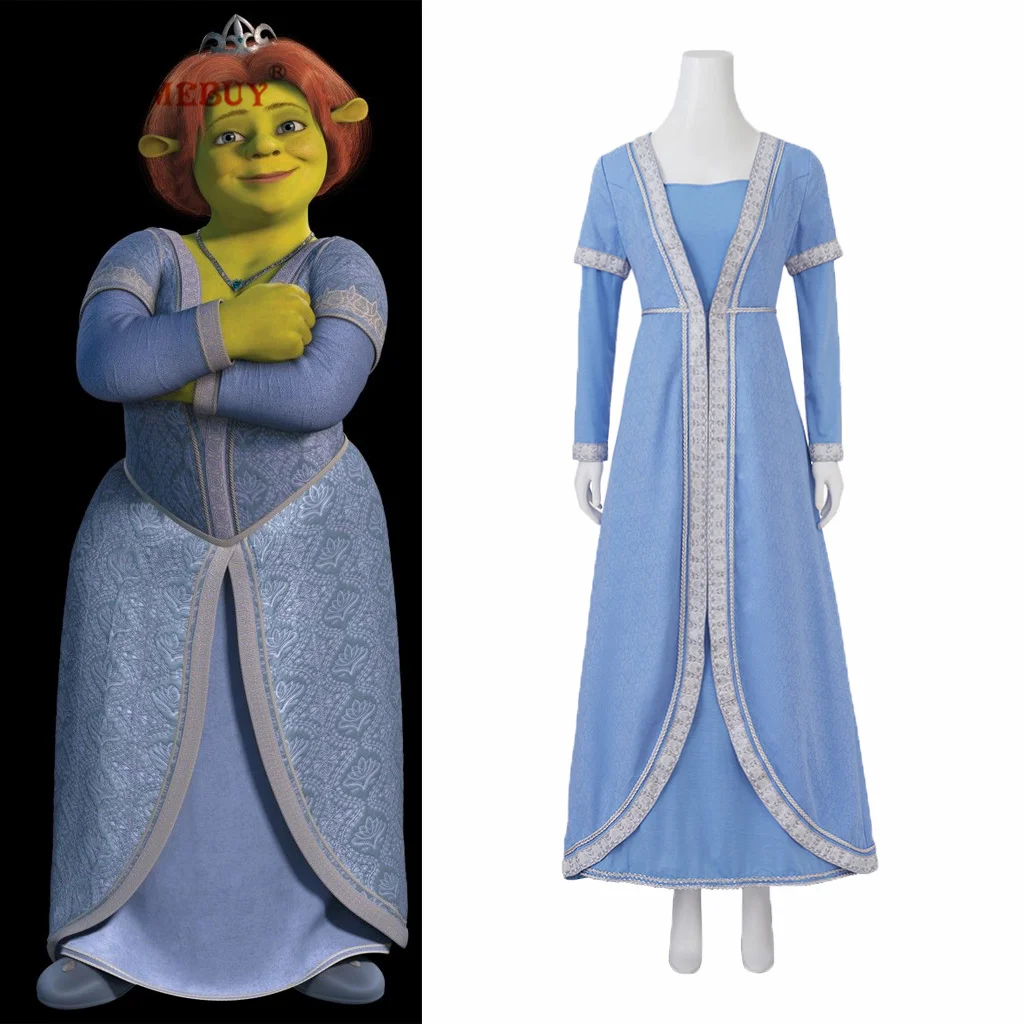 

Fiona Cosplay Costume Blue Dress Adult Women Halloween Carnival Party Dress Princess Fancy Dress Outfit