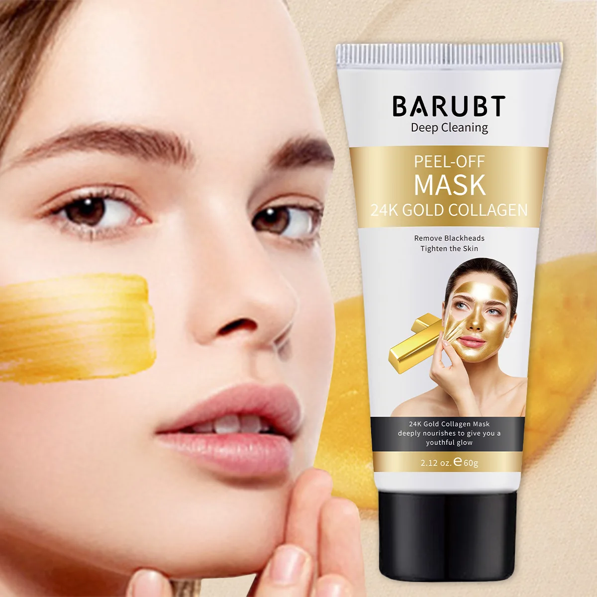 

24K Gold Foil Peel Off Mask Deep Cleansing Oil Control Exfoliate Blackhead Pore Minimizing