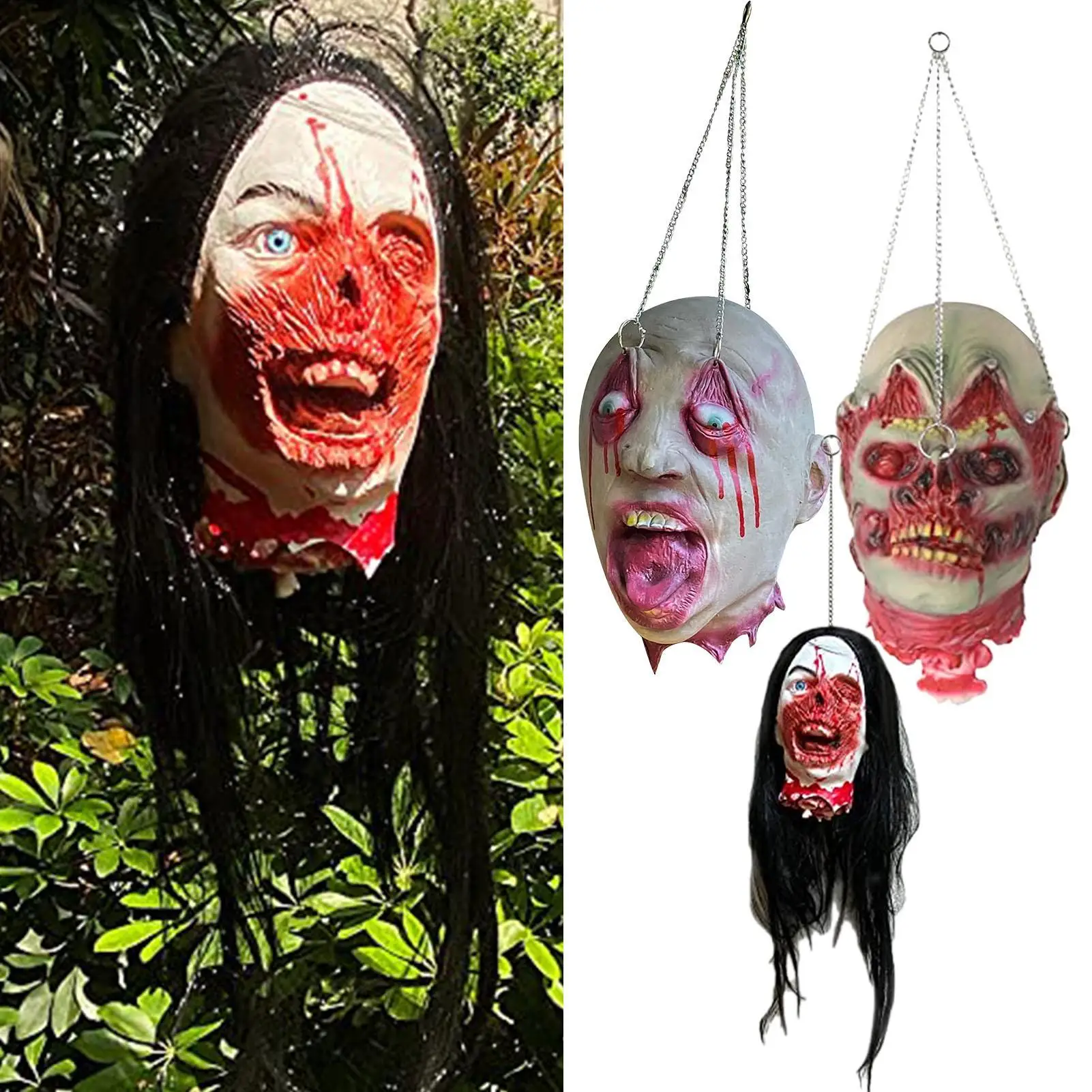 

1pcs Severed Head Halloween Prop Halloween Prop Latex Scary Severed Head Latex Material for Party Carnival