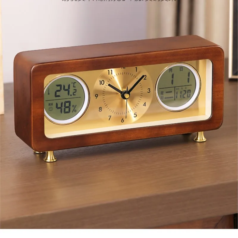 Creative 2Colors Retro Wooden Clock Living Room Desktop Table Clock Pendant Desk Clock Silent Desktop Decorative Desk ClockLH285