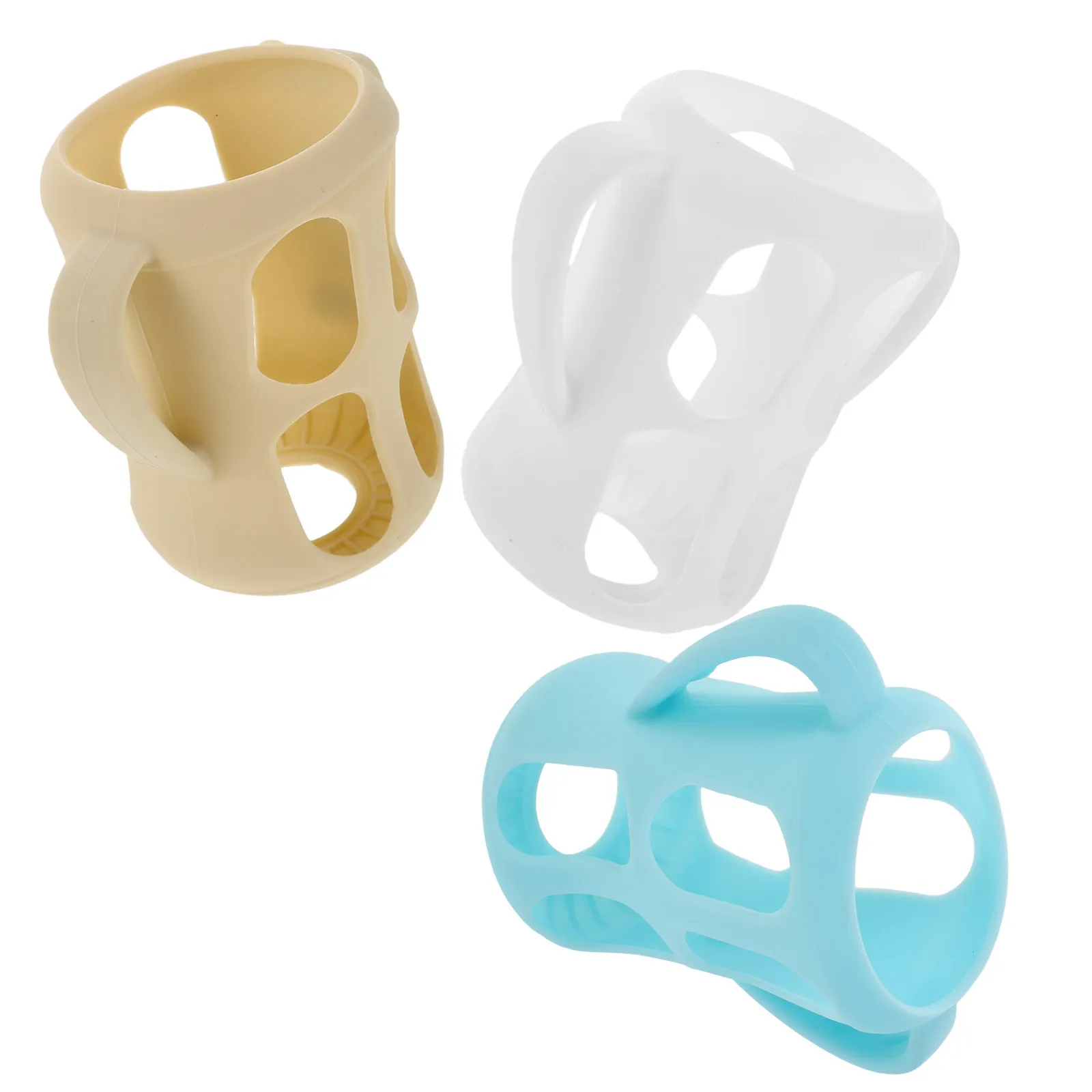 

3Pcs Silicone Baby Bottles Sleeve with Handles Ergonomic Grip Anti-Slip Thermal Insulation Protective Cover for Glass Plastic